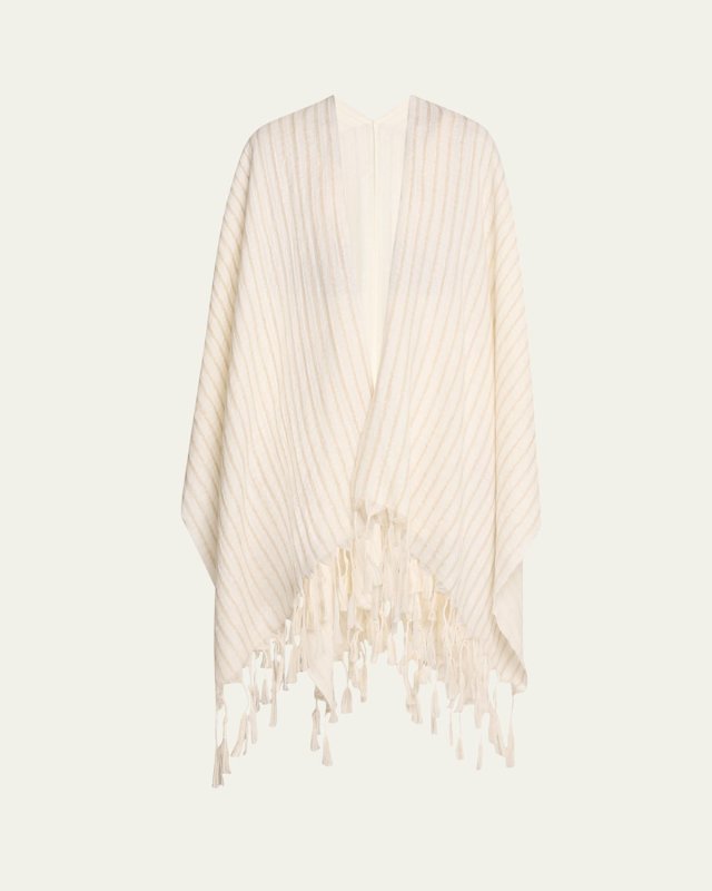 Tassel Metallic Wool Poncho